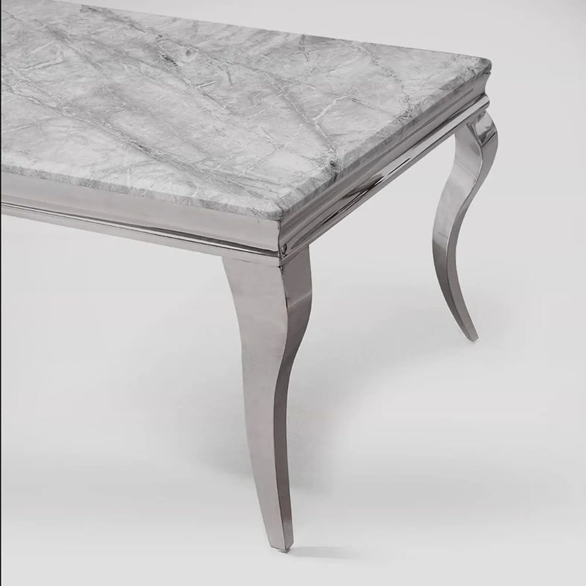 Louis 6-Seater Dining Table - Grey, Marble