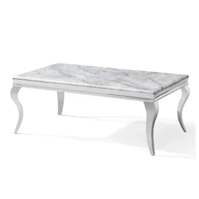 Louis Coffee Table - Grey Marble, Chrome image