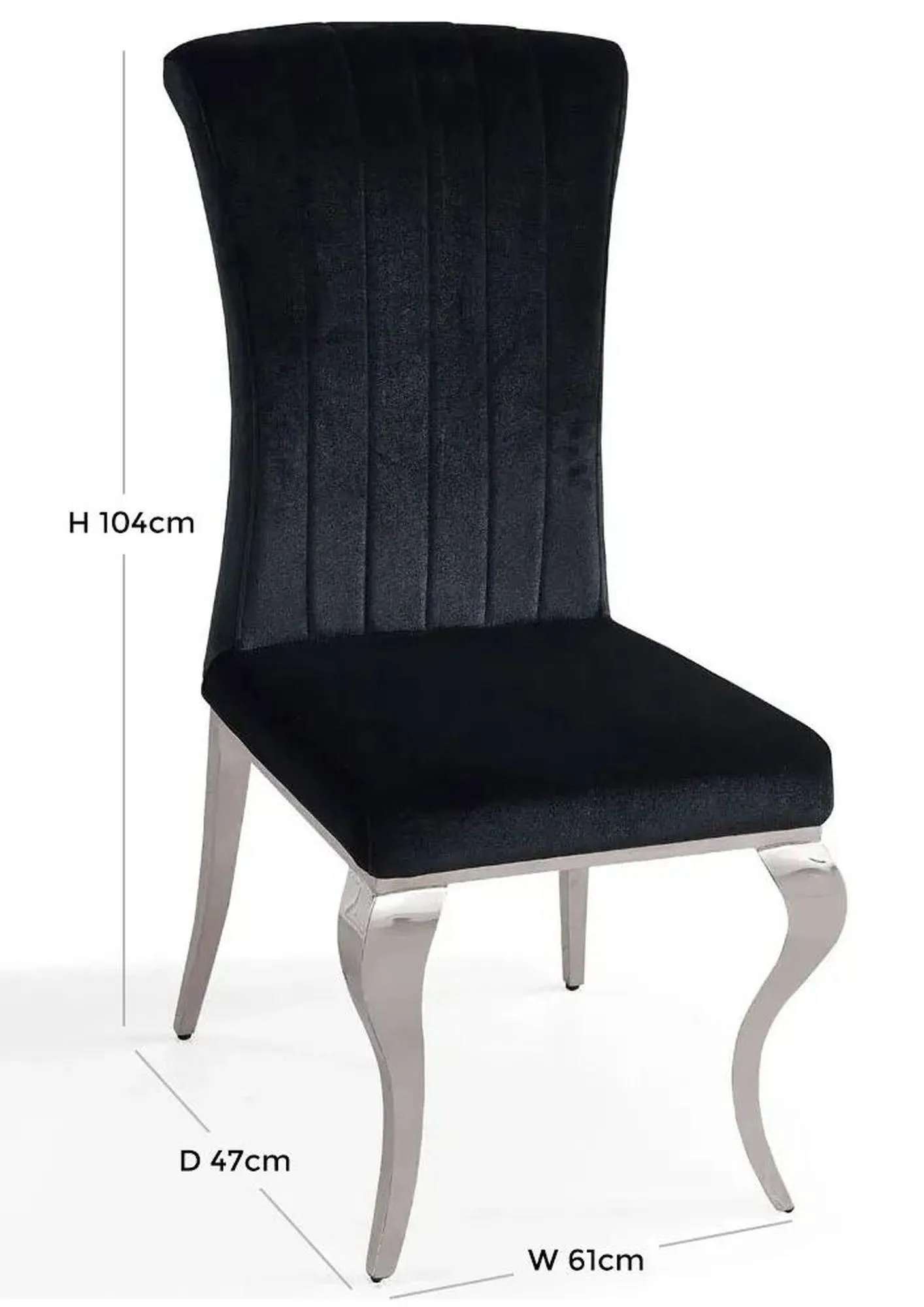 Louis Dining Chair - Black, Velvet