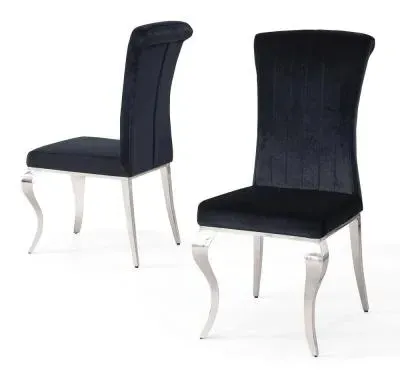 Louis Dining Chair - Black, Velvet image