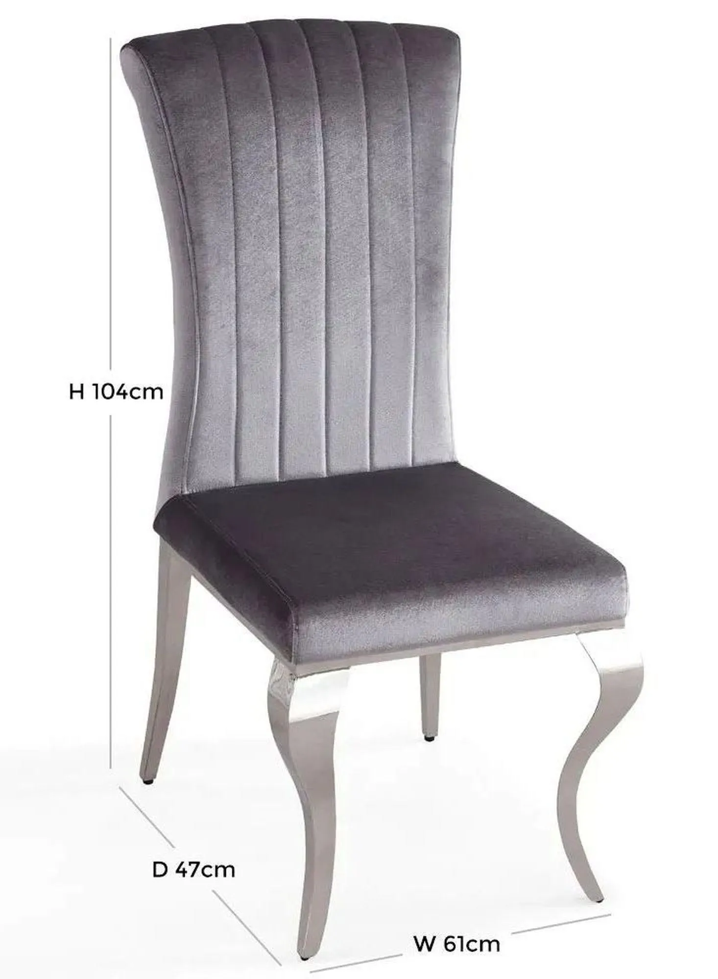 Louis Dining Chair - Grey, Velvet