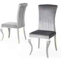 Louis Dining Chair - Grey, Velvet