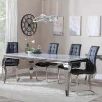 Louis Dining Set with Jamison Chairs - Black, Marble