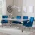 Louis Dining Set with Lion Knocker Chairs - Blue, Velvet