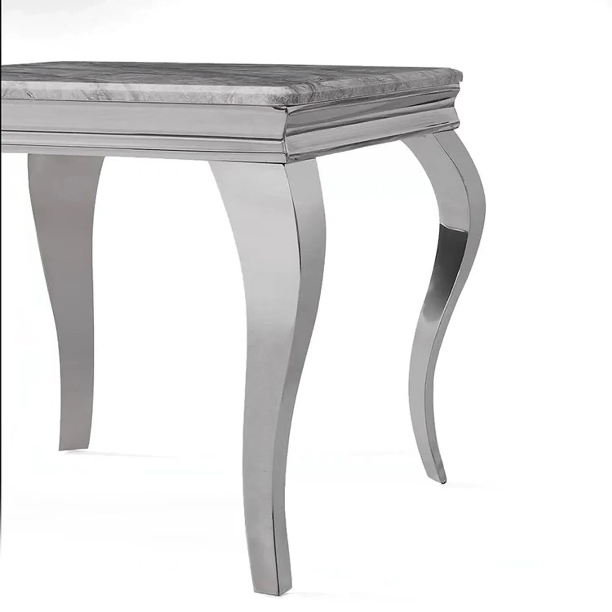 Louis Square Side Table - Grey, Chrome