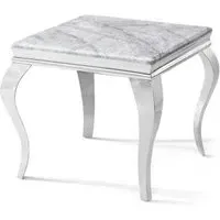 Louis Square Side Table - Grey, Chrome