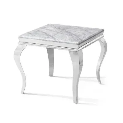 Louis Square Side Table - Grey, Chrome image