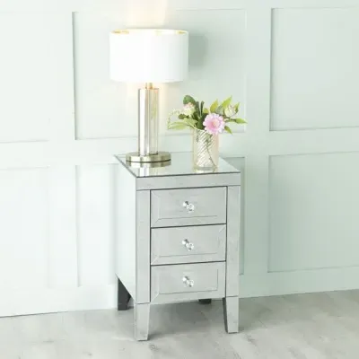 Lucia 3 Drawer Bedside Cabinet - Mirrored