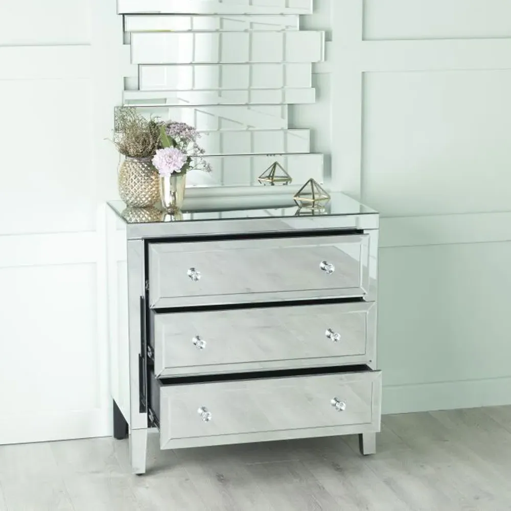 Lucia 3 Drawer Small Chest - Mirrored