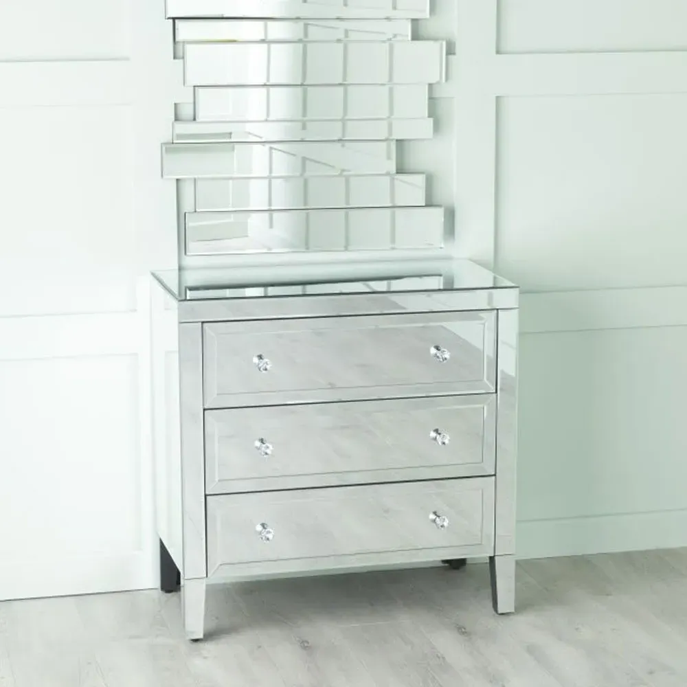 Lucia 3 Drawer Small Chest - Mirrored