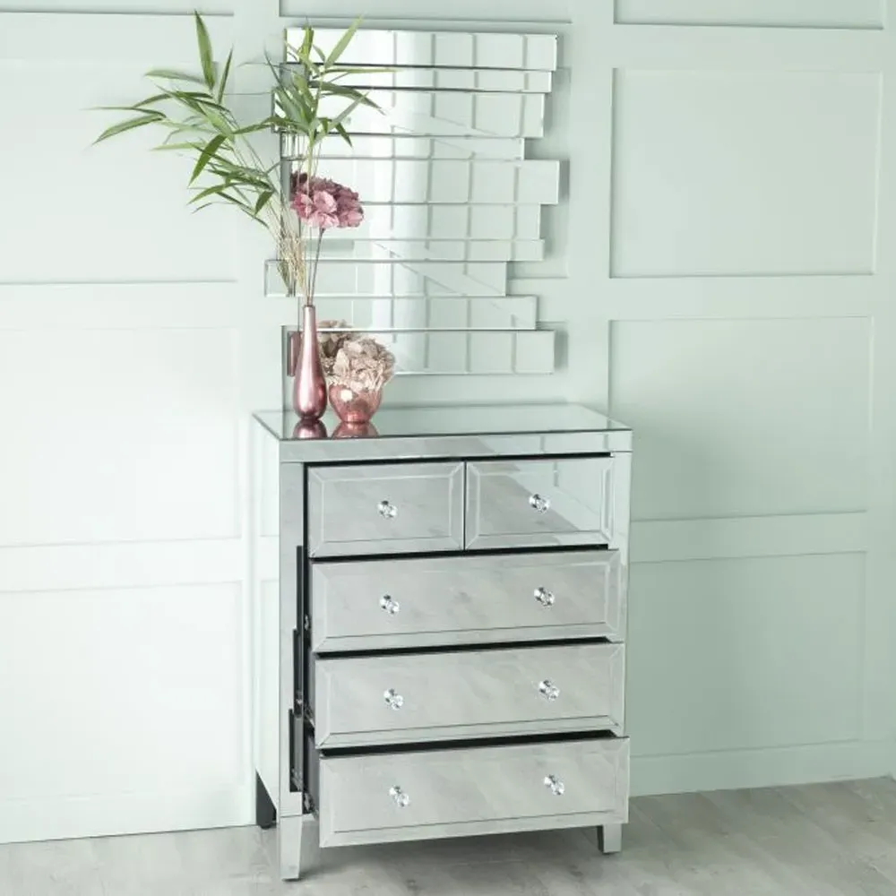 Lucia 3+2 Drawer Chest - Mirrored