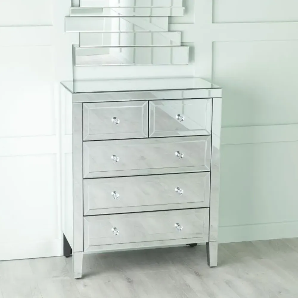 Lucia 3+2 Drawer Chest - Mirrored