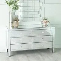 Lucia Mirrored 6 Drawer Wide Chest - Mirrored