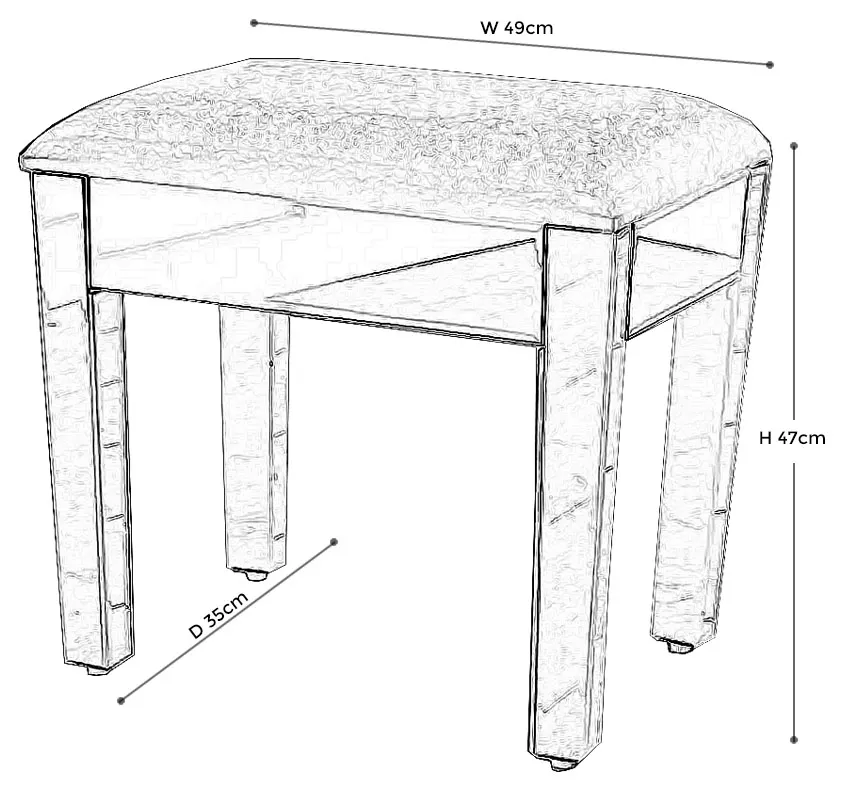 Lucia Mirrored Dressing Stool - Mirrored