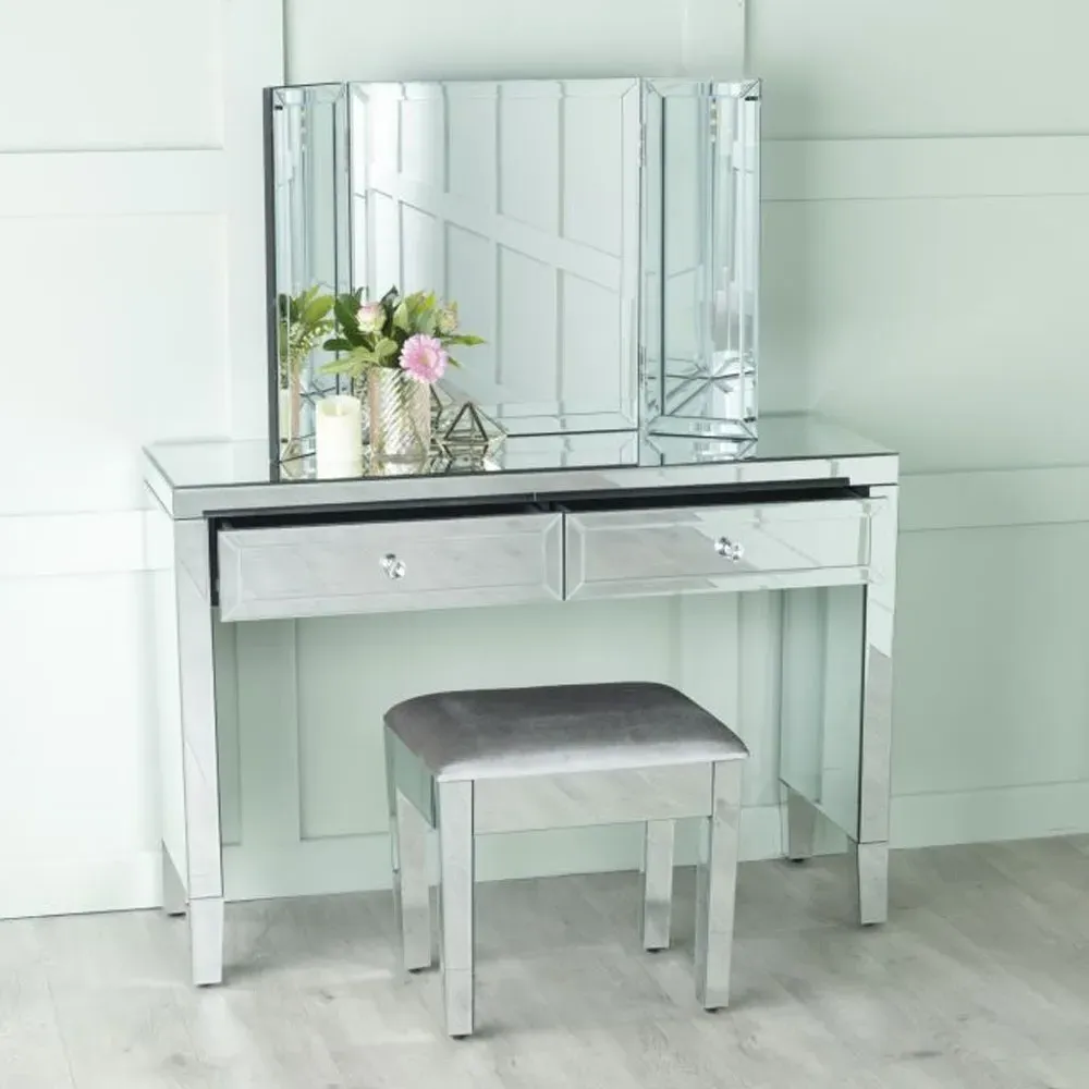 Lucia Mirrored Dressing Table - Mirrored