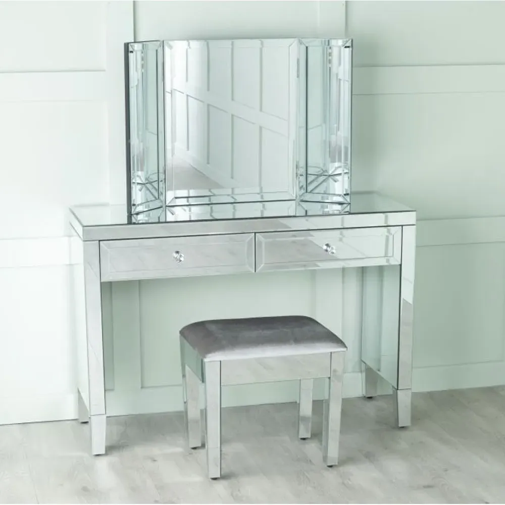 Lucia Mirrored Dressing Table - Mirrored