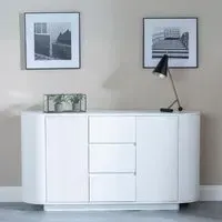 Luxor 2 Door Curved Fluted Sideboard - White, Marble Effect