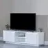 Luxor Curved Fluted TV Unit - White, Marble Effect