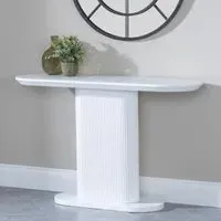 Luxor Oval Console Table with Fluted Base - White, Melamine