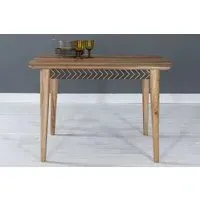 Luxuria 4-Seater Dining Table with Geometric Trim - Black, Sheesham Wood