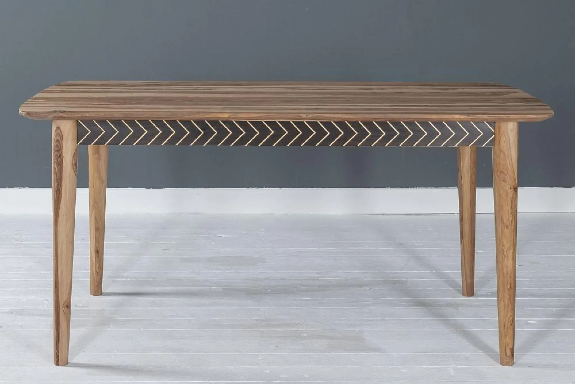 Luxuria 6-Seater Dining Table with Geometric Trim - Sheesham
