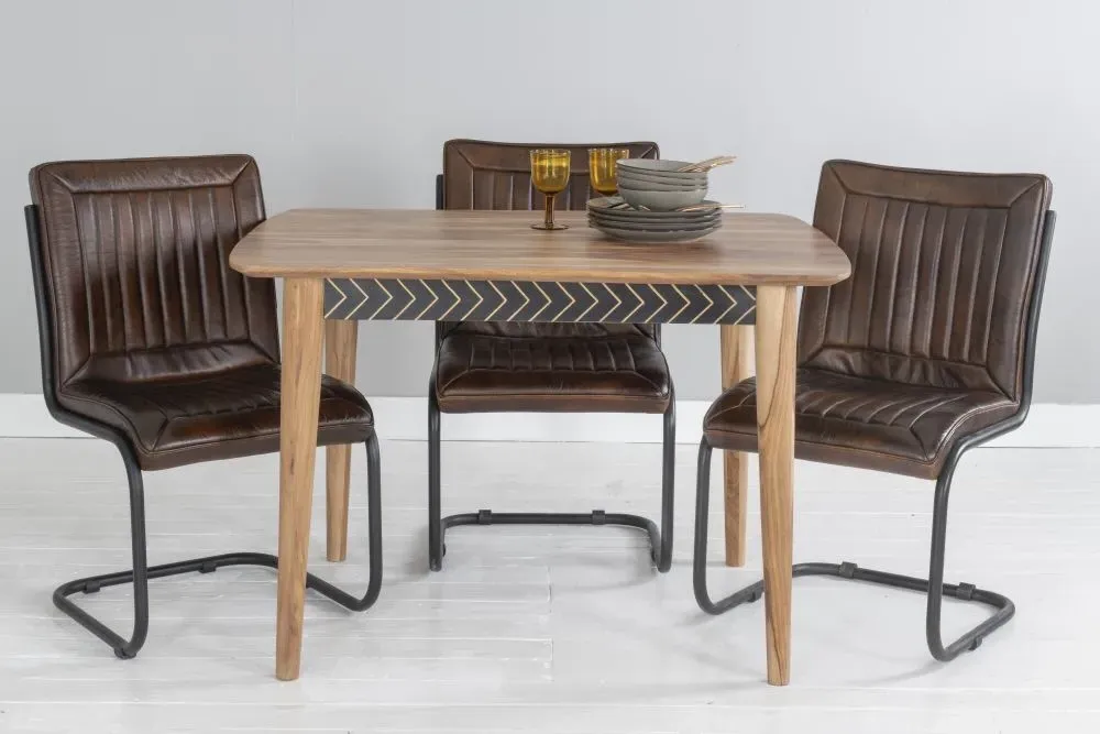 Luxuria Rectangular Dining Table - Dark Walnut, Sheesham Wood