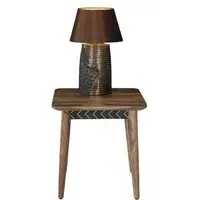 Luxuria Square End Table with Geometric Trim - Black, Sheesham