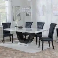 Madrid Dining Set with Cadiz Chair - White, Black Leather