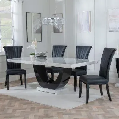 Madrid Dining Set with Cadiz Chair - White, Black Leather image