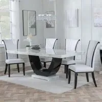 Madrid Dining Set with Cadiz Chair - White, Marble