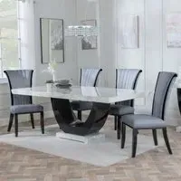 Madrid Dining Set with Cadiz Chair - White, Marble