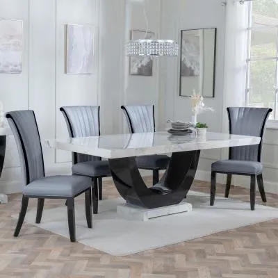 Madrid Dining Set with Cadiz Chair - White, Marble