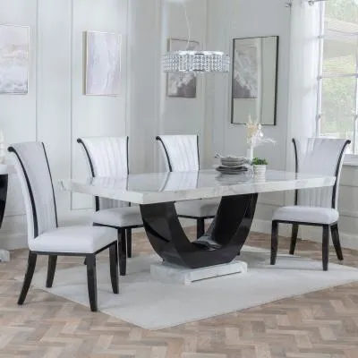 Madrid Dining Set with Cadiz Chair - White, Marble