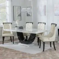 Madrid Dining Set with Carmela Chair - White, Marble