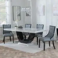 Madrid Dining Set with Chair - White, Grey Leather