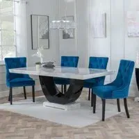Madrid Dining Set with Lion Knocker Chairs - White, Blue