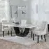 Madrid Dining Set with Lion Knocker Chairs - White, Champagne