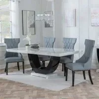 Madrid Dining Set with Mimi Chair - White, Marble