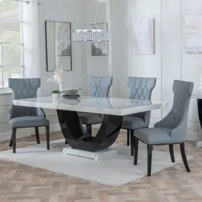 Madrid Dining Set with Mimi Chair - White, Marble