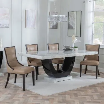 Madrid Dining Set with Paris Chair - White, Marble