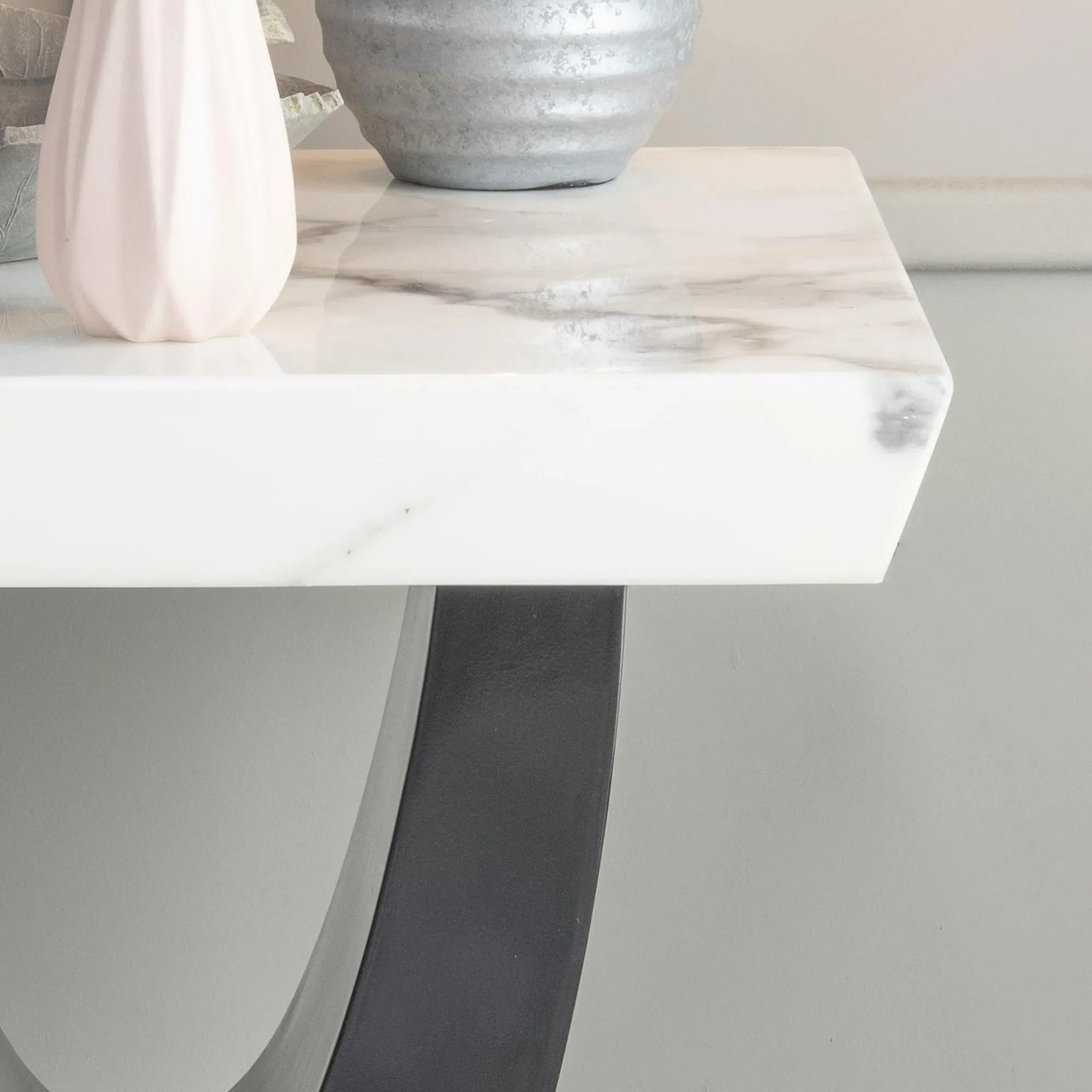Madrid Square Side Table - White, Marble