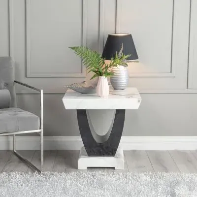 Madrid Square Side Table - White, Marble image