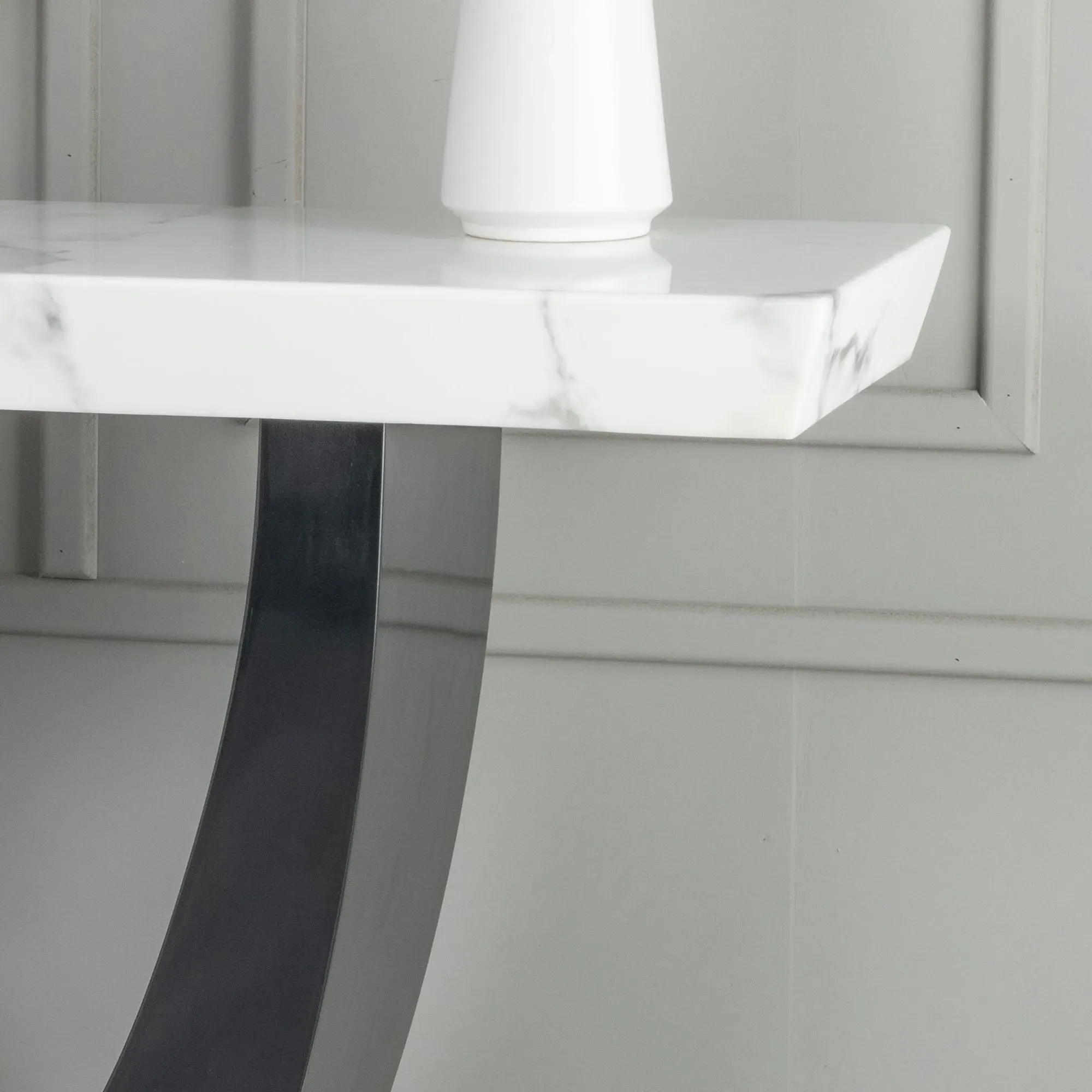 Madrid White Marble Console Table - White, Marble