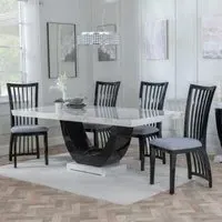 Madrid White Marble Dining Set with Athena Chairs - White