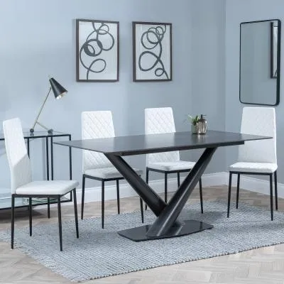 Maldon Dining Set with Metro Chairs - Black, Ceramic image