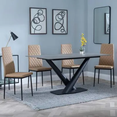 Maldon Dining Set with Metro Chairs - Grey, Ceramic