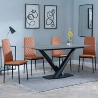 Maldon Dining Set with Metro Chairs - Grey, Ceramic