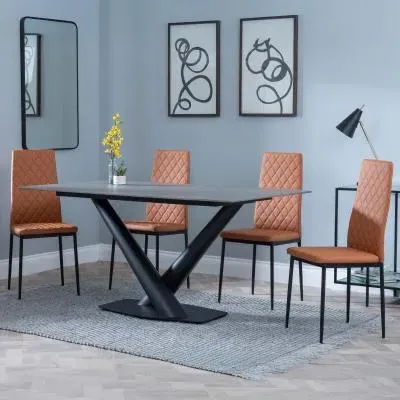 Maldon Dining Set with Metro Chairs - Grey, Ceramic