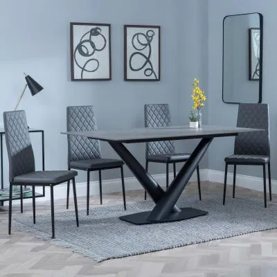 Maldon Dining Set with Metro Chairs - Grey, Ceramic