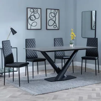 Maldon Dining Set with Metro Chairs - Grey, Ceramic